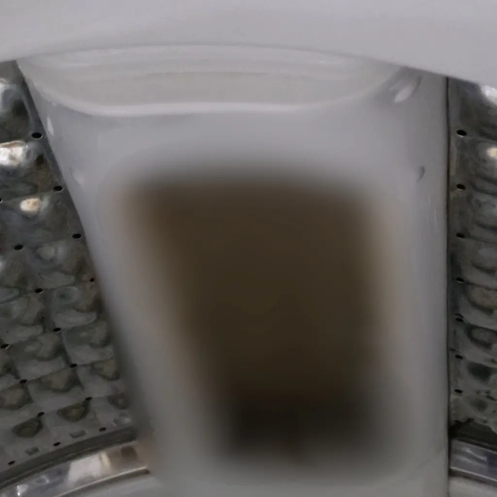 洗濯槽の糸くずフィルターを外した内部の状態（モザイクあり）